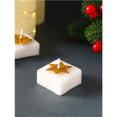 Набор свечей «Марки. Золотые ёлочки и звёзды», 4 шт., 10.5×10.5×3 см
