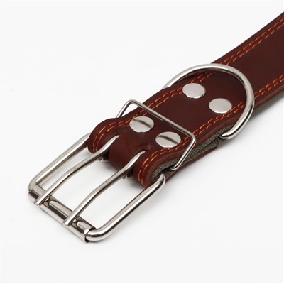 Ошейник комбинированный кожа/брезент, безразмерный, 83×4.5 см, ОШ 20-70 см, коричневый