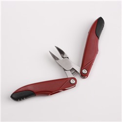 Кусачки педикюрные, 3 в 1, с лазерной пилкой, изогнутое лезвие, складные, 8.7 см, длина лезвия-18 мм, бордовые