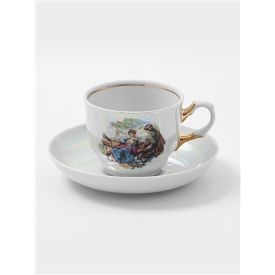 Чайная пара Добрушский завод «Мадонна»: 2 предмета: чашка 250 мл, блюдце d=15 см, фарфор, белая