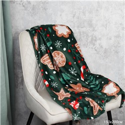 Плед флисовый 150х200 см Имбирное настроение / GP611-9 /уп 10/20/100/ 734249 новогодний