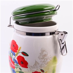 60277 Банка для сыпучих 700мл Цветущие Маки доломит/металл LR (х36)