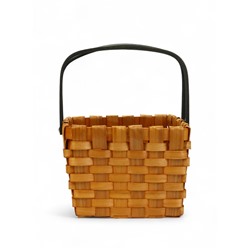 Корзина плетёная для хранения, 28×23×16 см, ручка h=15 см, деревянная, коричневая, Greengo