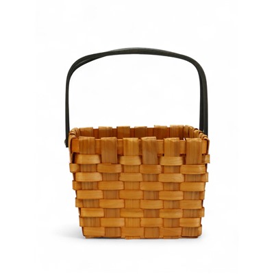 Корзина плетёная для хранения, 28×23×16 см, ручка h=15 см, деревянная, коричневая, Greengo