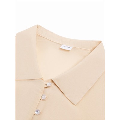 Блузка на пуговицах женская MINAKU: Enjoy, размер 52, цвет молочный