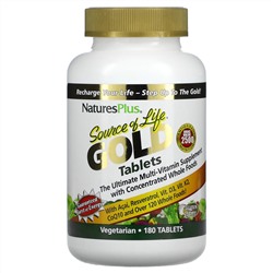 Nature's Plus, Source Of Life Gold Tablets, Ultimate Multi-Vitamin Supplement, 180 Tablets