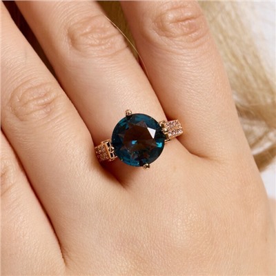 Кольцо 18 р ювелирная бижутерия коллекция "Дубай", покрытие позолота, вставка: фианиты и цирконы, цвет: синий и прозрачный, арт.414.127-18