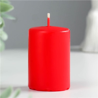 Набор свечей - цилиндров «Интерьерный», 4 шт., 6×4 см, 10 ч, красный