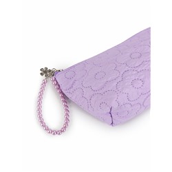 Косметичка женская «Цветочки», на молнии, ручка из бусин, сиреневая