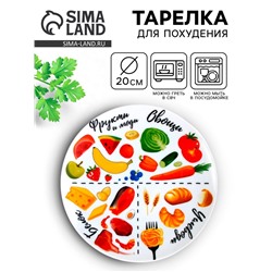 Тарелка плоская керамическая гарвардская «Правильное питание», d=20 см