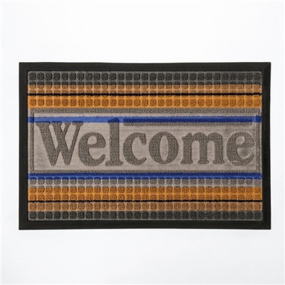 Коврик придверный Доляна Welcome, влаговпитывающий, с окантовкой, 40×60 см, цвет МИКС