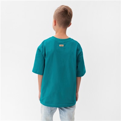 Футболка детская MINAKU: Basic line, бирюзовая, рост 122 см