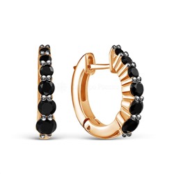 Серьги из золочёного серебра с фианитами и родированием 925 пробы с-7242з216