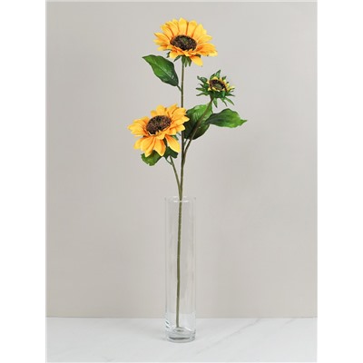 Цветок искусственный Подсолнух 90 см 2 цветка d 15, 1 цветок d 6 / 149NA-35 /уп 120/480/