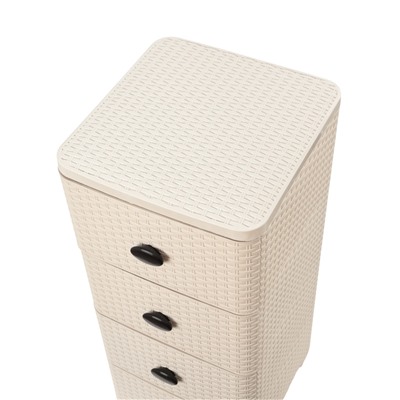 УЦЕНКА Комод 4-х секционный 37.5×36×83 см «Плетенка», цвет слоновая кость