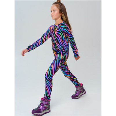 Термокомплект трикот. для девочек: фуфайка (футболка) с длин. рук, брюки