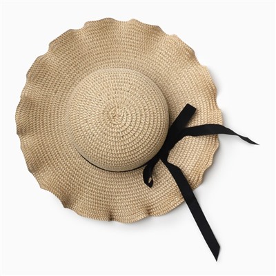 Шляпа для девочки с бантом MINAKU, размер 52, бежевая