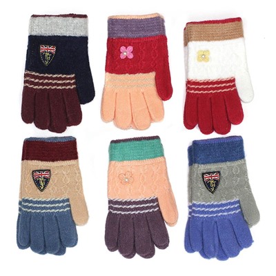 Перчатки детские вязаные ассорти " ромашка,британский флаг"