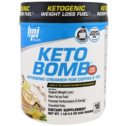BPI Sports, Keto Bomb, кетогенные сливки для кофе и чая, латте с французской ванилью, 468 г (1 фунт 0,5 унции)
