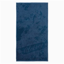 Полотенце именное махровое Этель «Алексей», 50×90 см, 100% хлопок, 420 г/м², синее