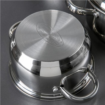 Набор кастрюль «Гретта», 4 предмета: 1.8 л, 2.5 л, 3.4 л, 4.5 л, капсульное дно, индукция, нержавеющая сталь