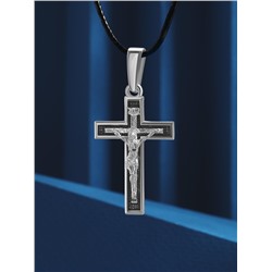 Крест католический из чернёного серебра - 5 см 925 пробы 3-290чч