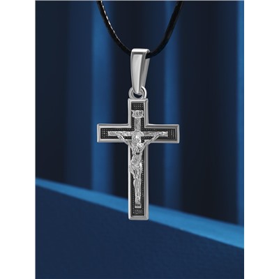 Крест католический из чернёного серебра - 5 см 925 пробы 3-290чч