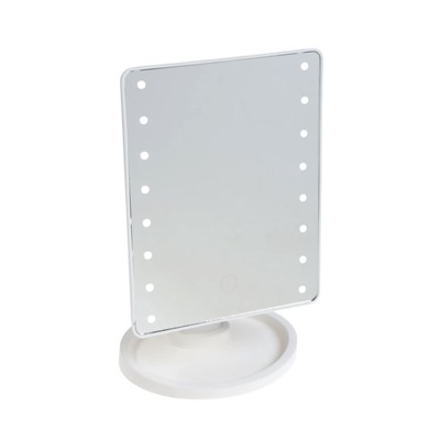 Зеркало KZ-06, подсветка, настольное, 26.5×16×12 см, 16 диодов, сенсорная кнопка, белое