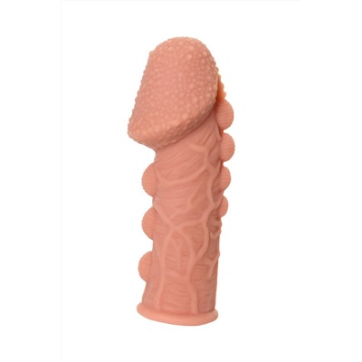 Насадка на фаллос с пузыриками, венками и ребристостью Extreme Sleeve 009 S-size - 12,7 см.