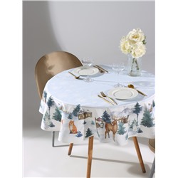 Скатерть новогодняя «Этель» Forest animals, d=150 см ±3 см с ГМВО, 100% хлопок, саржа 190 г/м²