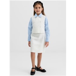Жилетка для девочки, MINAKU :Party Dress, белая, рост 128 см