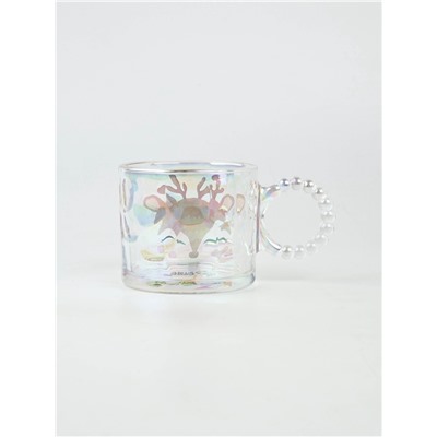 Кружка новогодняя стеклянная «Олененок», 300 мл, голография