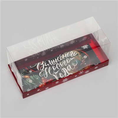 Коробка с прозрачной крышкой под рулет «Волшебного Нового года», 30×12×12