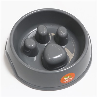 Миска для медленного кормления «Лапа», 800 мл, серая