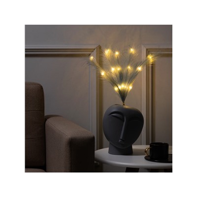 Ветка светодиодная серая, 56 см, 15 LED, от батареек ААх2, свечение тёплое белое