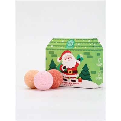 Бомбочки для ванны в домике «Дед Мороз», набор 6 шт. × 40 г, URAL LAB