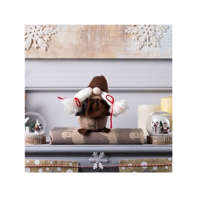 Светодиодная фигура «Гном-боровик» 8×20×8 см, текстиль, батарейки AG10×3 (в комплекте), свечение тёплое белое