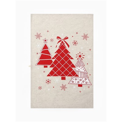 Полотенце «Ёлочки красные», 39×60 см, 160 г/м, лён 50%, хлопок 50%