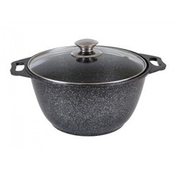 Кастрюля 3л индукция со стекл. крышкой АП, (темный мрамор), линия Marble Induction