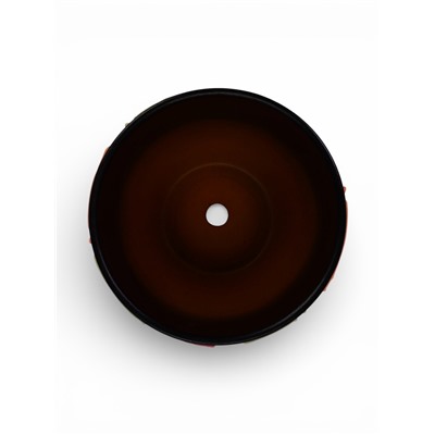 Горшок для цветов «Радуга», керамический, с поддоном, 2.6 л, коричневый с орнаментом