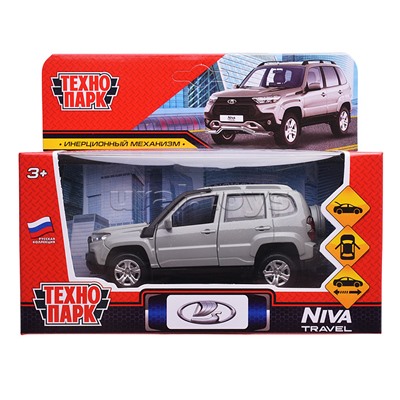Машина металл LADA Niva travel 12 см, (двери, серый) инерц, в коробке