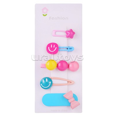 Набор заколок для волос "Смайлики" в пакете