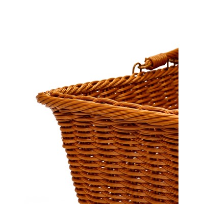 Корзина плетёная для хранения, 40×31×17 см, ручка h=17 см, пластиковая, коричневая