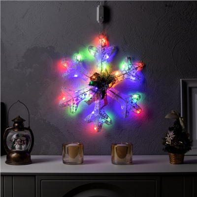 Светодиодная фигура «Снежинка» 40 см, металл, 220 В, свечение мульти