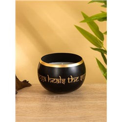 Свеча в чаше Yoga heal the soul чёрная, соевый воск 200 гр 8,5х7 см