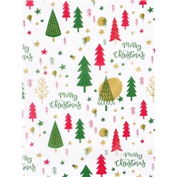 Бумага новогодняя упаковочная тишью «Зимний лес», белая, 50×66 см