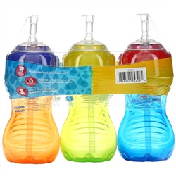 Nuby, No Spill Flexi Straw Gripper Cup, Netural,  3 Pack