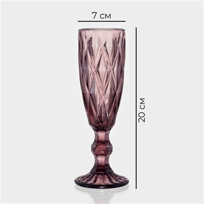 Бокалы для шампанского Magistro «Круиз», 160 мл, 7×20 см, стекло, набор 6 шт., розовые