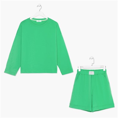 Костюм женский (толстовка, шорты) MIST, размер 40-42, зелёный