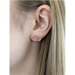 Серьги-пусеты из золочёного серебра с фианитами 925 пробы 2-019з200